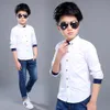 Adolescentes Meninos Camisas Manga Longa Camisa Sólida Meninos Desligue a camisa de colarinho para meninos brancos crianças roupas adolescentes 6 8 10 12 14 ano 210306