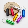 Draagbare Dabber Wax Tabak Container Medicijndoos Metalen Pill Cases Potten Mini Aluminium Fles Opslag Houder voor Droge Kruid Kruiden Vaporizer Sleutelhanger 7 Kleuren