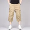 Sommar mäns shorts man Casual Fashion Oversize Cargo Byxor Multi-Pocket Militär Beskuren Byxor Kläder Homme Cotton Short 210716