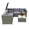 4 Piece Patio Sectional Wicker Rattan Outdoor Furniture Sofa Set with Storage Box Grey US stock a04 a41