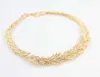 De boa qualidade Luxo folha ouro cristal colar brinco anel pulseira jóias conjuntos africanos moda mulheres festa conjunto dourado H1022