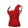Burvogue mode femmes push up été débardeurs rouge satin corset top bustiers à glissière avec bretelles prom top corset overbust S-2XL 210308