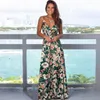 Casual Dresses Summer Bohemian Print Fashion V-neck Suspender Beach Dress Elegant Bodycon Party Woman Split Midi