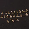 Stud 1 PCS Mix Türleri Sevimli Küçük CZ Yıldız Kalp Kulak Kuff Küpe Altın Renk Zirkon Ok Geometrik Top Takı