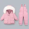 Winter kinderen kleding sets sneeuw slijtage donsjack baby boy peuter meisje Snowsuit kinderkleding parka dikke jas -30 211203