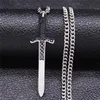 Hängsmycke Halsband 2021 Viking Sword Rostfritt Stål Uttalande Halsband För Kvinnor / Män Silver Färg Lång Smycken Colgante Hombre N4053s05