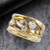 Female Ring Anti-wear Hard to Fade Eye-catching Exquisite Wave Shape Girls Ring Women Ring for Banquet G1125