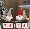 100pcs Christmas Desktop Ornament Santa Claus Gnome Wooden Calendar Advent Countdown Decoration Home Tabletop Decor SN2997