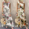 ZANZEA Summer Dress Women Bohemian Sleeveless Floral Printed Sundress Robe Vintage Kaftan Beach Vestido Femme Sarafans Plus Size X0521