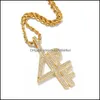 Pendant Necklaces & Pendants Jewelry Gold Sier Plated 4Pf Necklace Iced Out Chains Lab Diamond Letter Number Dj Rapper Street Hip Hop Style