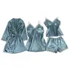Peignoir en dentelle de glace en soie imitation, bretelles, costume de pyjama, vêtements de maison 211202