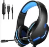 Hörlurar hörlurar med mikrofon för PC Xbox One PS4/5 Controller Noise Reforting Gaming Headset LED Light Bass Surround For Laptop Gam