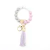 Fashion Silicone Bead Bracelets Beech Tassel Key Chain Pendant Leather Bracelet Women's Jewelry 14 Style