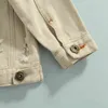 0-7Y Autumn Fashion Kids Girls Boys Denim Jacket 5 Colors Solid Long Sleeve Single Breasted Pocket Coats 211204