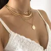 Hanger kettingen koreaanse mode legering hoofd portret cirkel munt ketting voor vrouwen meisjes goud zilver kleur chokers accessoires