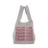 Evening Bags Famous Brand Sequins Evening Bags Women Small Tote Bags Crystal Bling Fashion Girls Purses and Handbags Thank You Glitter Clutch 220315