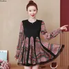 Casual Sukienki Houtsion Luźne Plus Size Damska Długie Rękaw Drukowane Minii Dress Moda Koreański Nad Kolano, Mini A-Line