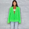 BKLD Neon Green Jesień Moda Lapel Blazers Office Coat Jacket Casual Kobiety Długi Rękaw Podwójny Biersed Businwork Suit 2019 X0721