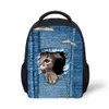 Mavi Denim Baskılı Tuval Çanta Çocuk Okul Çantası 3D Hayvan Kedi Köpek Sırt Çantası Kadınlar ve ErkeklerBackpack X0529