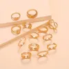 S2549 Modna biżuteria Vintage Knuckle Pierścień Zestaw Złote Geometryczne Złe Knot Pierścienie liściowe Zestawy 13pcs/