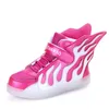 7 Цветов Детские кроссовки Светодиодные Обувь USB Зарядки Мальчики Девочки Светящиеся Светодиодные Обувь Светящиеся Детская Обувь с Огни крылья G1025