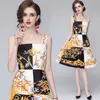 Sommar mode kvinnor boho blommig klänning spaghetti rem backless tryckta ruffles strand klänningar 210531