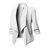 Tendência feminina cor sólida meia manga terno jaqueta escritório lapela jaqueta frente casual casual confortável jaqueta