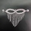 Luxury jewelry Bling Rhinestone tassel Mask Halloween women's fashion shiny crystal decorative mask dancer party