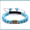 Perles, Strands Jewelrylava Beads Bracelets tissés à la main Zircon micro-incrusté pour hommes et femmes Huile essentielle Yoga Aura Cure Bracelet Drop Delivery