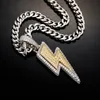 Hip Hop Iced Out collana con ciondolo di grandi dimensioni in oro placcato argento da uomo con catena in oro Bling regalo di gioielli