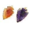 Leaf arrowhead Agate healing Crystal Pillar Charm Quartz Blue Yellow Purple White semi-precious stone Pendant DIY Jewelry