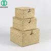 Scatola di immagazzinaggio in rattan ecologico Coperchio Scatola di gioielli intrecciata a mano Organizzatore di trucco in vimini Scatole di contenitori per caramelle per alimenti Contenitori per giocattoli per bambini 210315