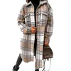 Miscele di lana da donna 2021 autunno donna camicia cappotto moda plaid stampato rifiutato colletto lungo casual singolo petto invernale inverno