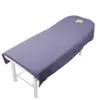 WOSTAR 100% Polyester solid beauty salon bed sheet cover comfort body SPA massage table cloth sheets with round breath hole 210626