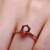 結婚指輪Mengyi Classic 6つの爪ローズゴールドリングオーストリアクリスタルジルコンのためのシンプルなジュエリーの婚約