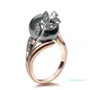 Trendy Rose Gold Kolor Pierścień Big Grey Pearl Women Women Leaf Trendy Biżuteria Drop Anelos Aneis Bague Femme Oświadczenie Jewe266a