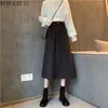 Werueruyu Vintage Plaid Tweed Skirt Kvinnor Midi Long ull Hög midja A-Line Business Work Outfits 210608