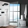 Matte Black Hot And Cold Shower Head 25X20 Cm Bathroom Wall Mount Waterfall Rainfall Shower Faucet Set ,With Handheld