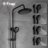 バスルームシャワーセット蛇口ブラックシステムミキサーブラスF2449-6のフラップ降雨セットシャワー