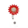 Llaveros Multicolor Rhinestone Cristal Retráctil ID Carretes Plateado Girasol Titular de la insignia para enfermera Doctor Profesor Decoración de regalo