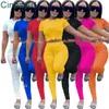 Femmes Deux Pièces Pantalons Ensembles Deisgner Couleur Unie À Manches Courtes T-shirt Pantalons Tenues Jogging Sport Costume Survêtements Vêtements Plus La Taille 7 Couleurs