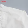 Tangada été femmes blanc volants coton robe col claudine manches courtes dames Mini robe Vestidos 8M07 210609