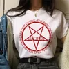 T-shirt da donna Wvioce di alta qualità Modal Ladies Manica corta manica corta Allentati Donne Harajuku 90s Diavolo Lucifero Stampato Femmina Vestiti bianchi