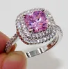 Luxury Womens Wedding Ring Fashion Silver Gemstone Simulated Diamond Engagement Rings For Women Jewelry