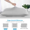 US stock Pillow Case 2Pcs Magic Strecth Pillowcase Bedding Pillow Cover Standard Size Light Grey408o