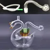 Glass Dab Rigs bong Multifounction Glass Hookah Smoking Pipe Hand Craft Art Hookah Swan with 10mm male glass oil burner pipe and hose