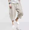 Pantaloni da uomo 2021 Summer Loose Casual Cropped Cotton Linen con tasche profonde Plus Size Fashion Trend Yoga Shorts