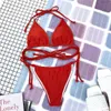 Dames badmode dames bikini -zwempakken sexy ademende brief afdrukken lichtgewicht contrast kleur 2 -stuks set zomer strand siz SML