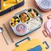 WORTHBUY Japanische tragbare Lunchbox 18/8 Edelstahl Lebensmittelbehälter für Kinder Schule Picknick Bento Lunchbox Lebensmittelaufbewahrungsbox 210818