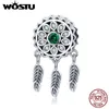 WOSTU 100% 925 Sterling Silver Bohemia Dream Round Catcher Beads Charm Fit Woman Bracelet Necklace Fashion Jewelry Gift CQC893 Q0531